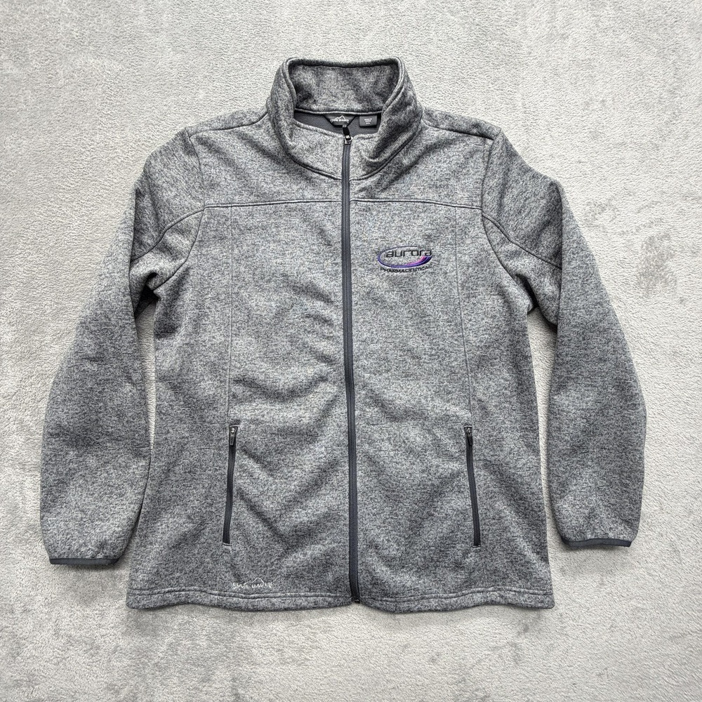 Eddie Bauer Sweatshirt Womens 2XL Gray Full Zip‎ Lined Fleece Mock Neck EB541